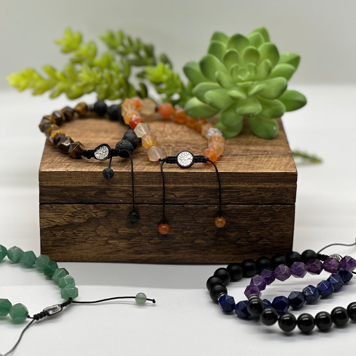 Adjustable Faceted Beaded Bracelet